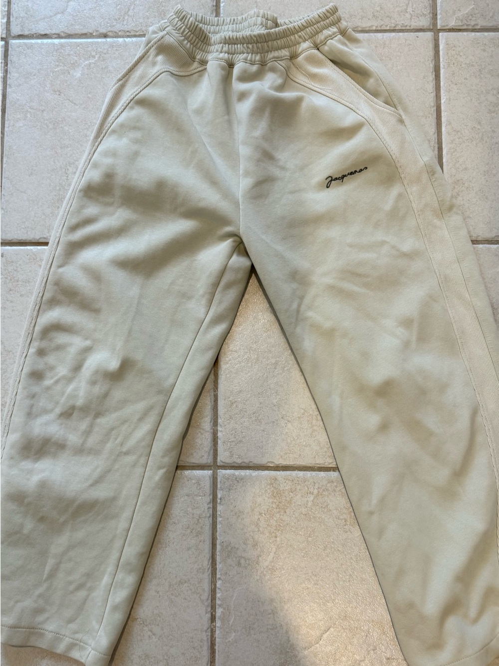 Jacquemus kids Cream Sweatpants - Casual Elastic Waist Joggers